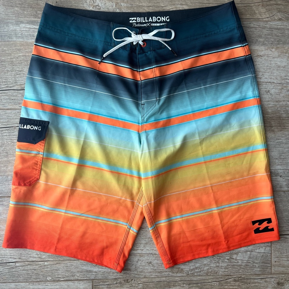 Billabong Orange and Blue Board Shorts Quick-Dry